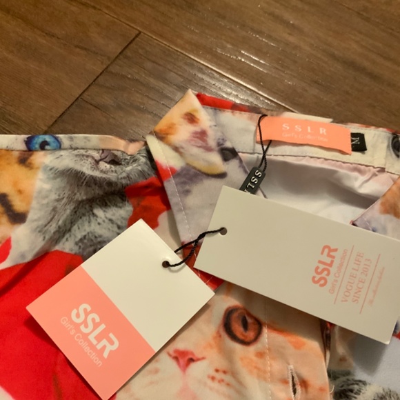 kids kitten kitty cat Santa holiday button down shirt, party new with tags - Picture 7 of 9